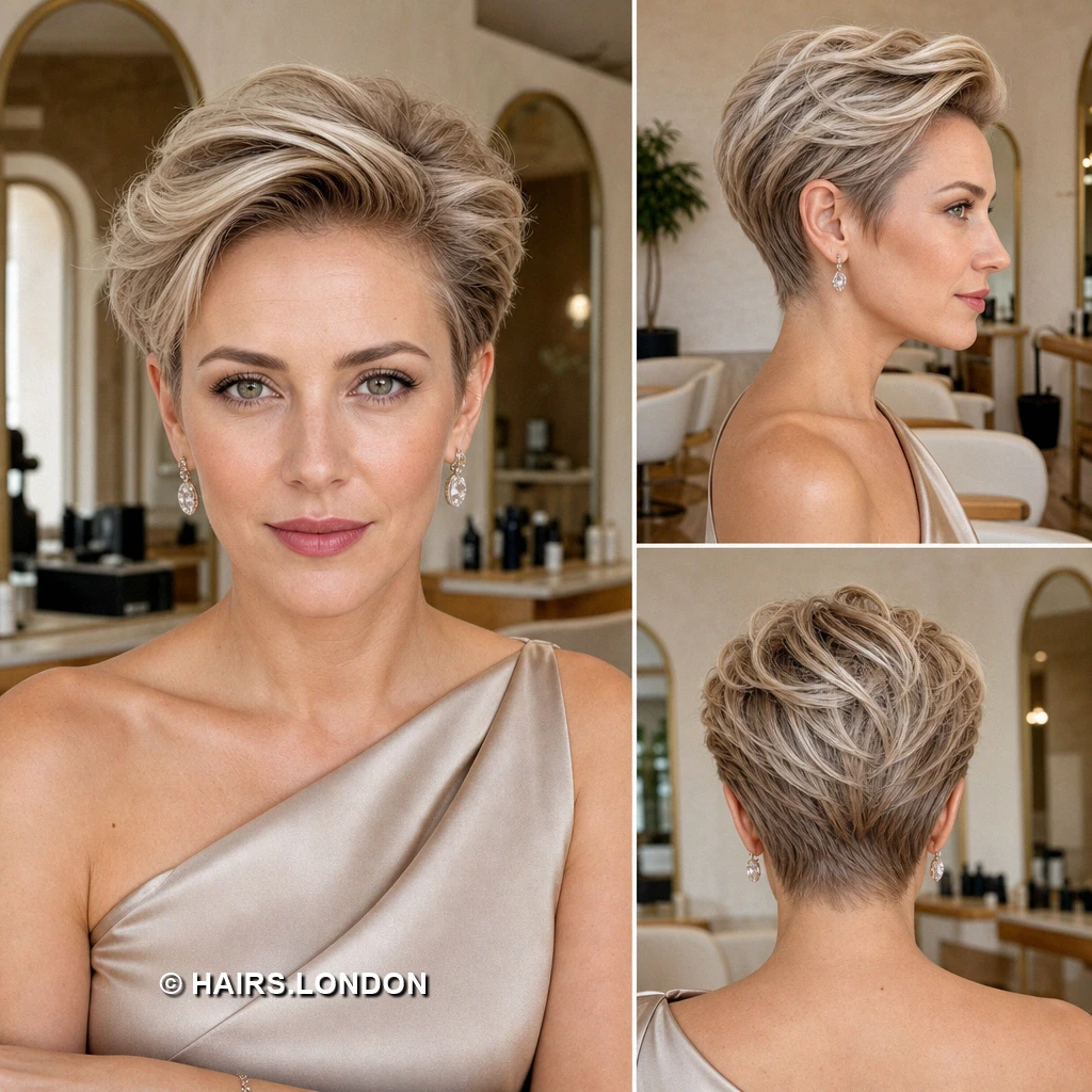 20 Textured Pixie Haircuts with Color, Volume and Modern Shape Champagne Swept Pixie
