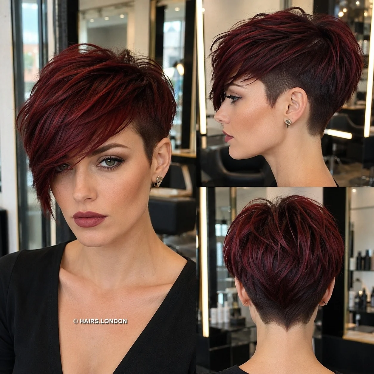 20 Textured Pixie Haircuts with Bold Color, Volume and Tapered Detail Cherry Undercut Pixie