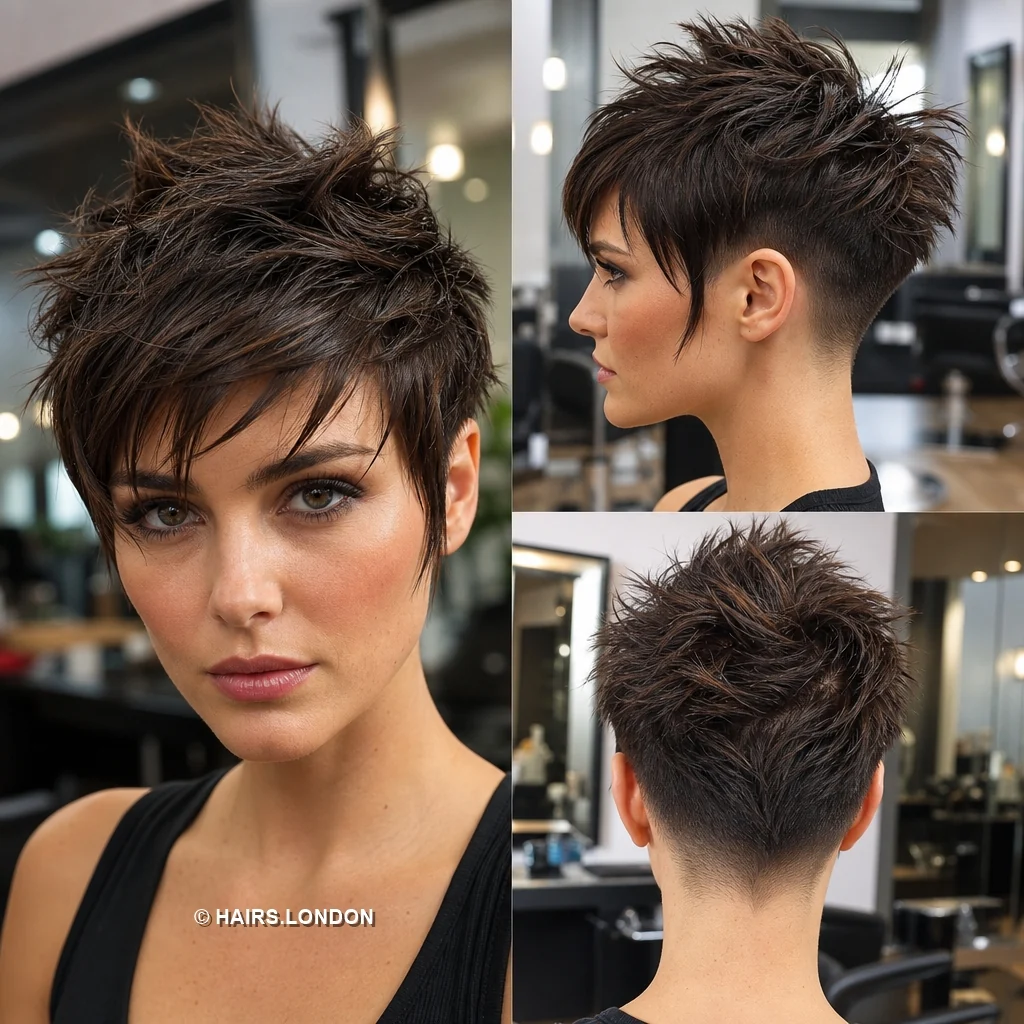 20 Textured Pixie Haircuts with Bold Color, Volume and Tapered Detail Chocolate Choppy Pixie
