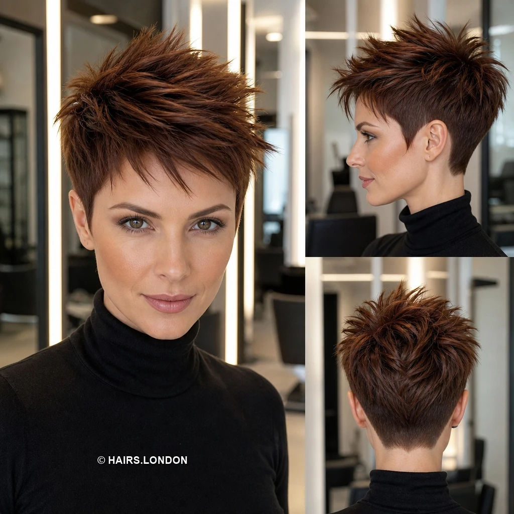20 Textured Pixie Haircuts with Bold Colors and Soft Curls Chocolate Spiky Pixie