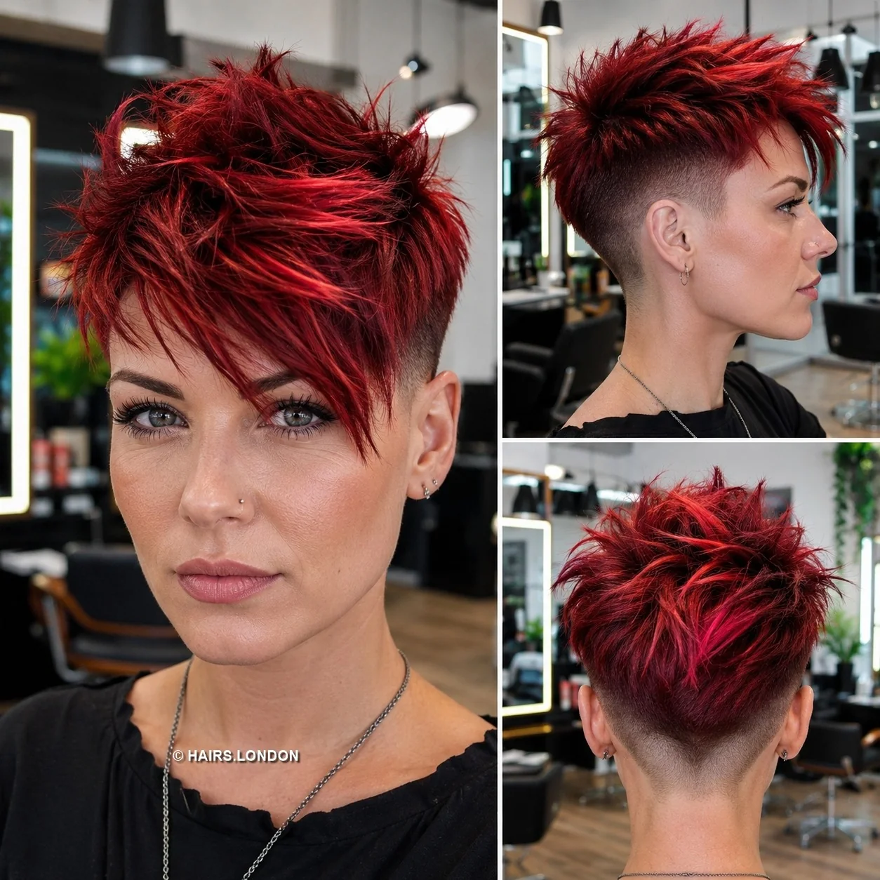 20 Edgy Pixie Haircuts with Spiky Texture, Tapers and Bold Color Crimson Spiky Pixie