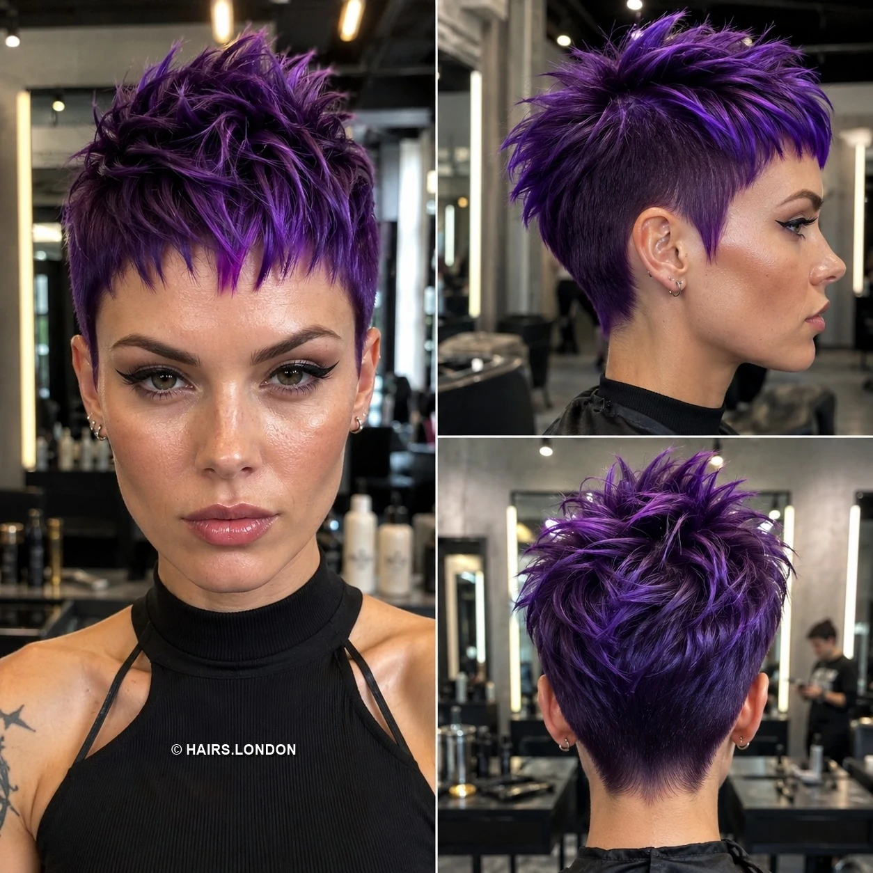 20 Bold Pixie Haircuts with Spiky Texture, Rich Color and Volume Electric Violet Pixie