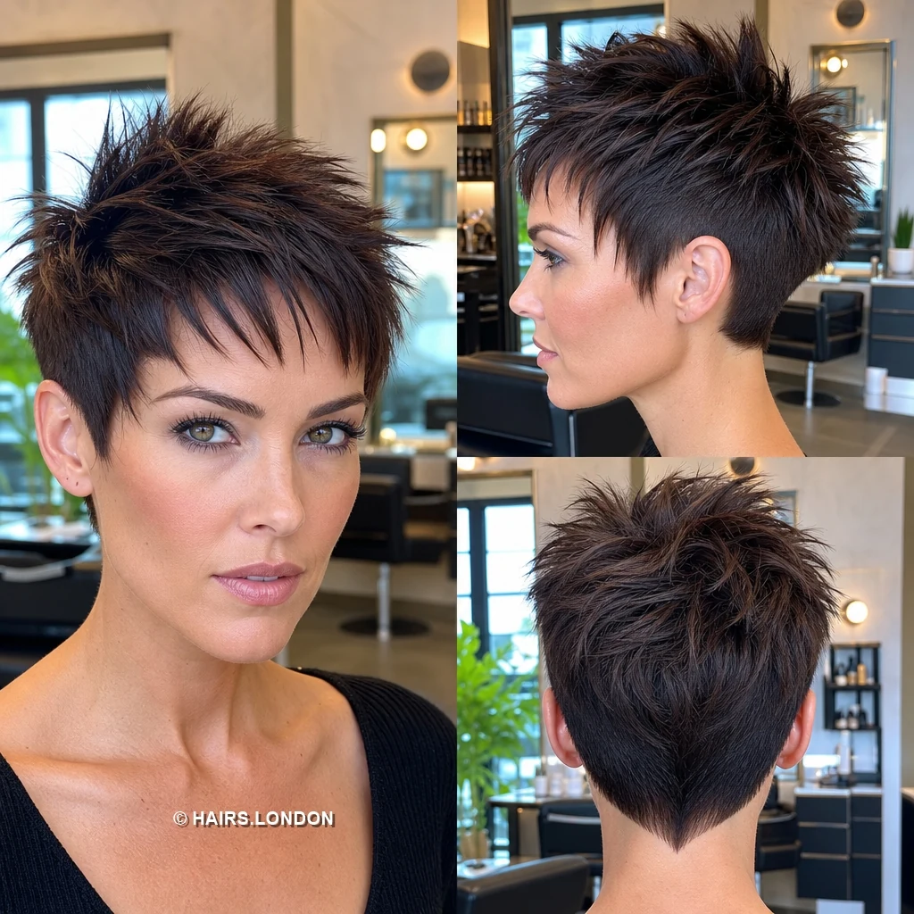 20 Bold Pixie Haircuts with Spiky Texture, Rich Color and Volume Espresso Brown Pixie