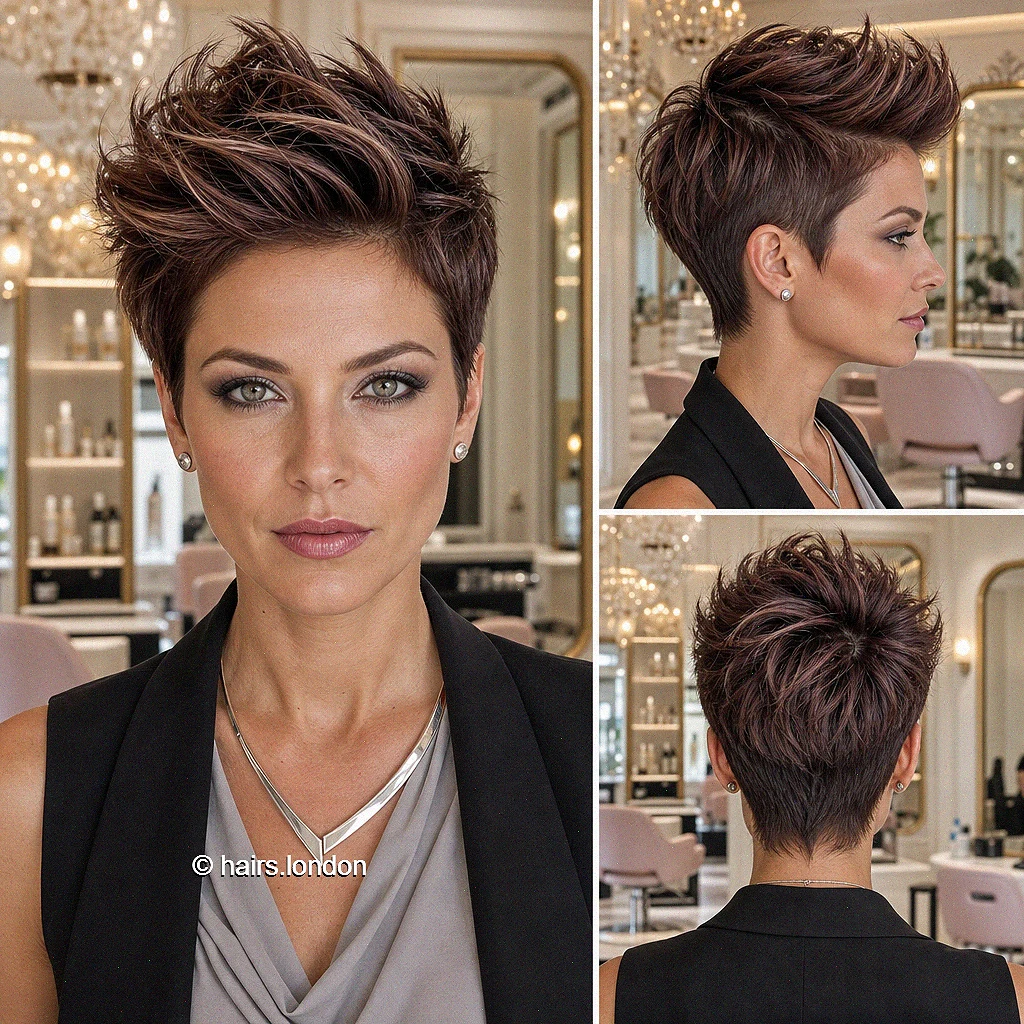 20 Textured Pixie Haircuts with Bold Colors and Soft Curls Espresso Quiff Pixie