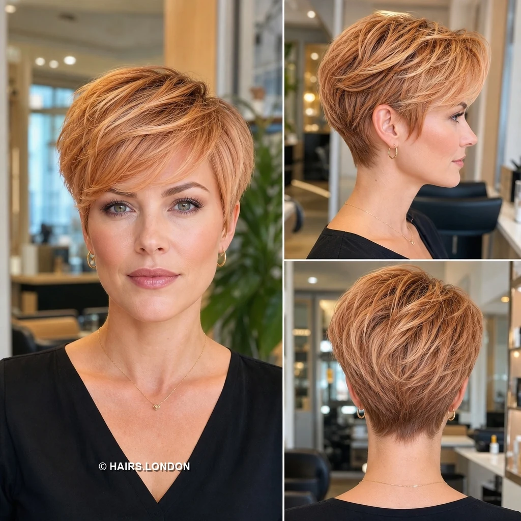 20 Bold Pixie Haircuts with Spiky Texture, Rich Color and Volume Golden Copper Pixie