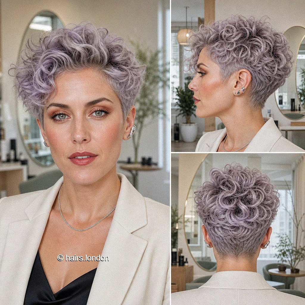 Lavender Curly Pixie
