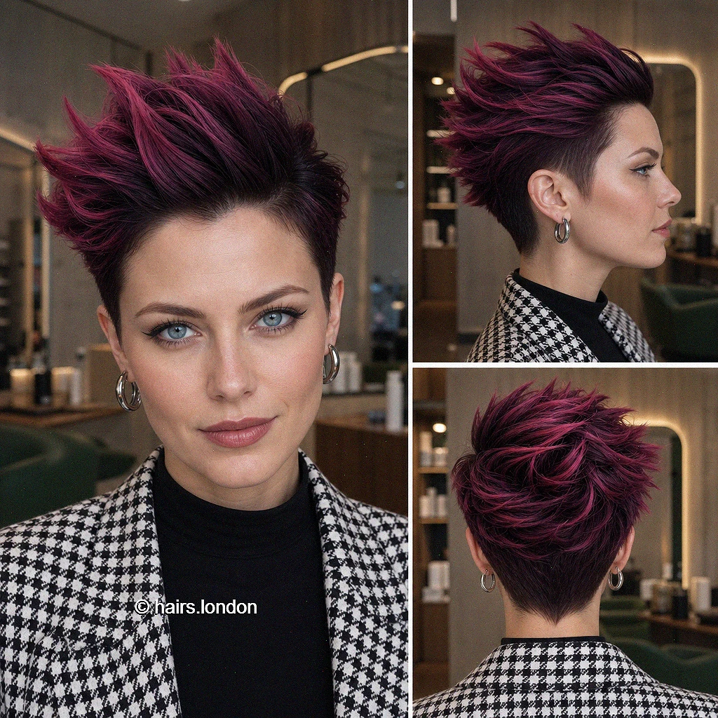 20 Textured Pixie Haircuts with Bold Colors and Soft Curls Magenta Swept Pixie