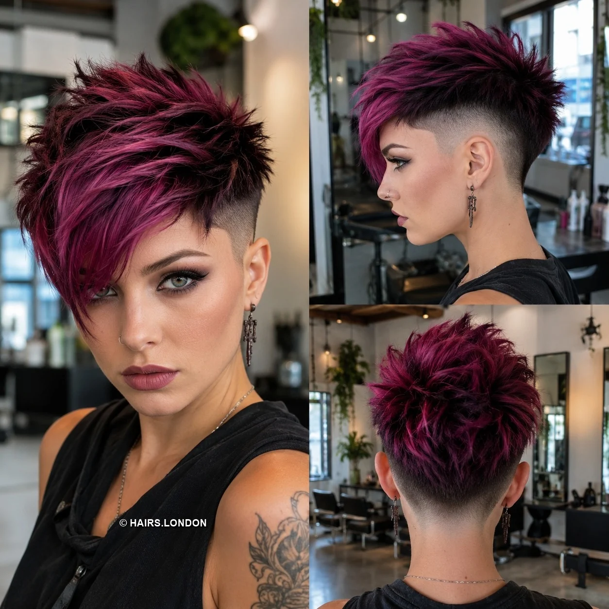 20 Textured Pixie Haircuts with Bold Color, Volume and Tapered Detail Magenta Undercut Pixie