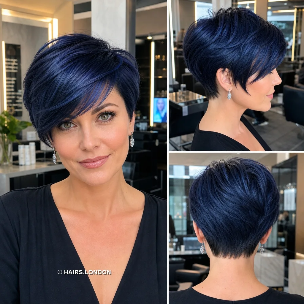 20 Edgy Pixie Haircuts with Spiky Texture, Tapers and Bold Color Midnight Swept Pixie