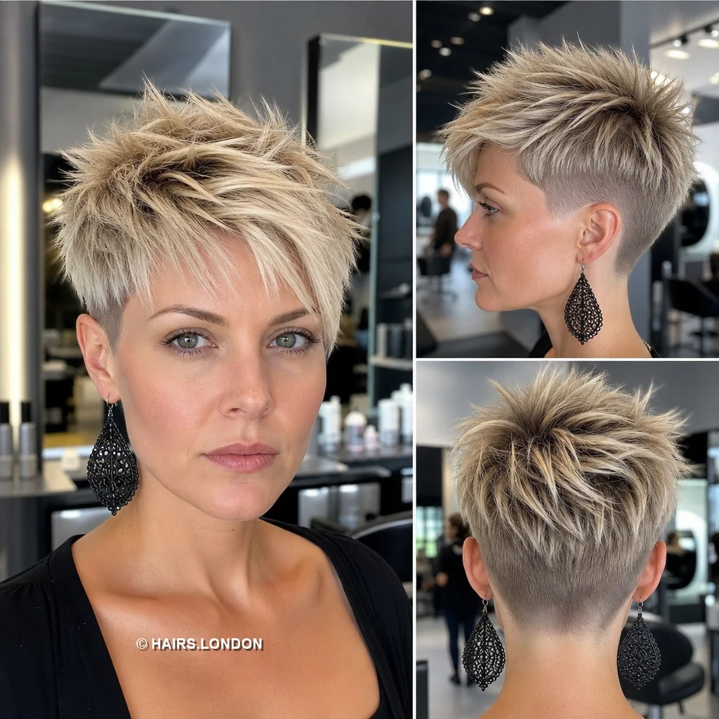 20 Textured Pixie Haircuts with Bold Color and Modern Shape Platinum Spiky Pixie