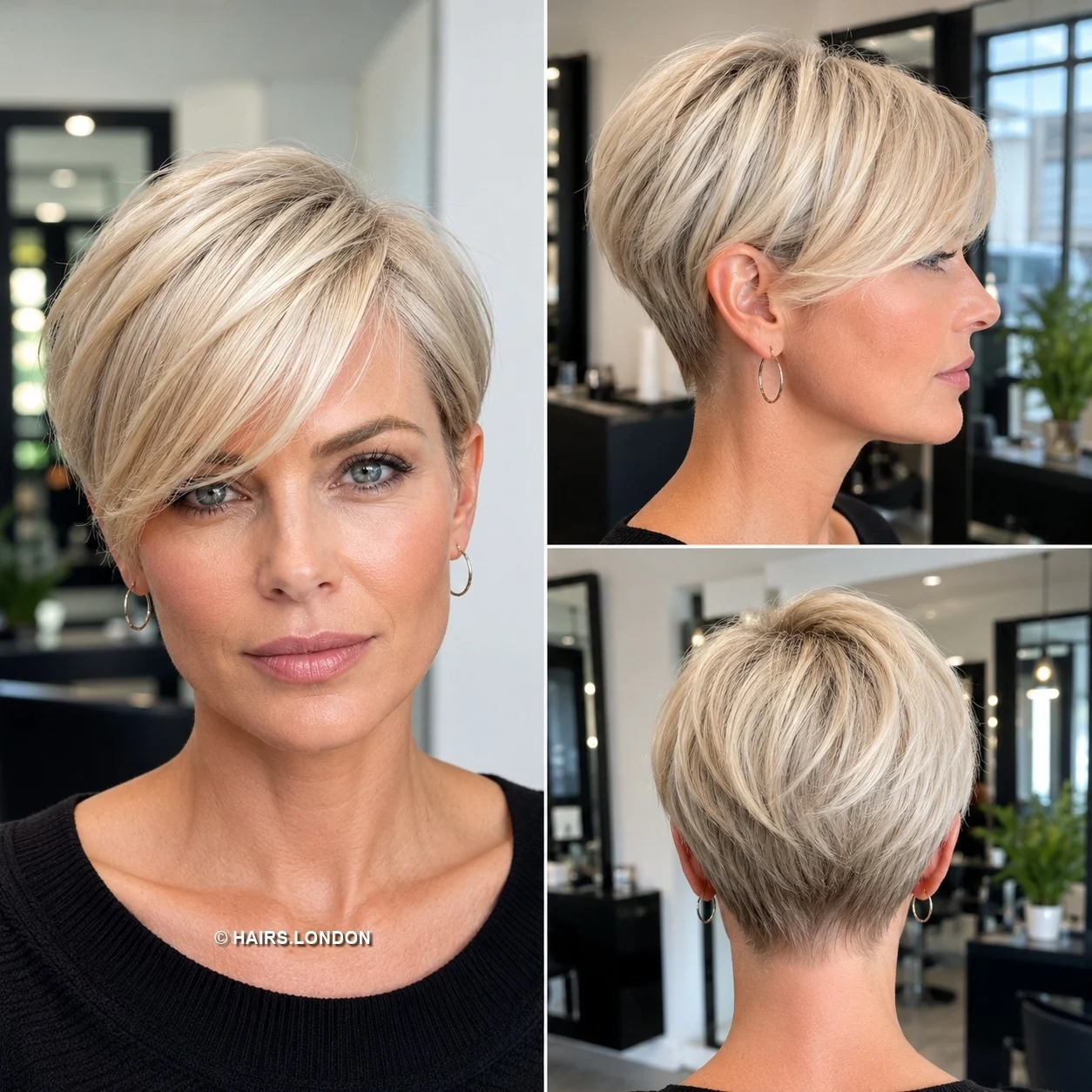 20 Textured Pixie Haircuts with Bold Color, Volume and Tapered Detail Platinum Swept Bixie