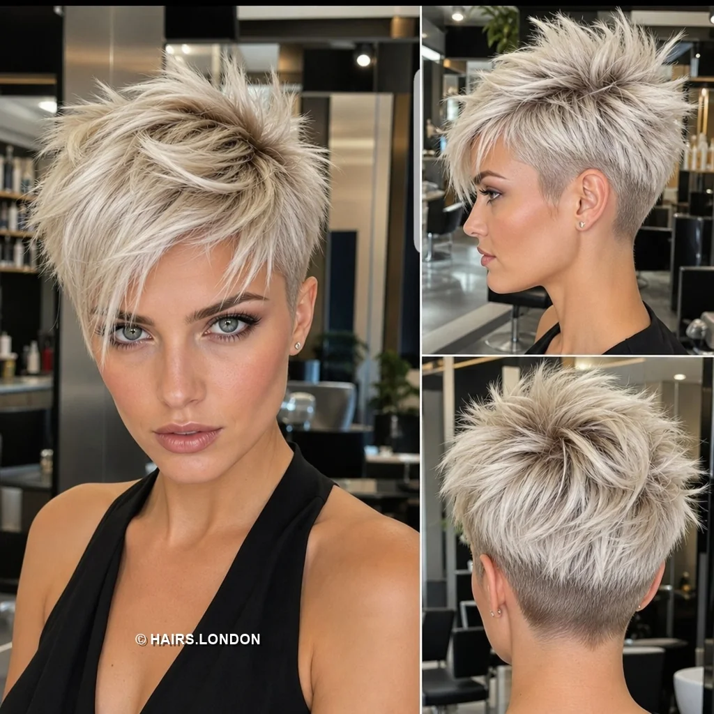20 Edgy Pixie Haircuts with Spiky Texture, Tapers and Bold Color Platinum Swept Pixie