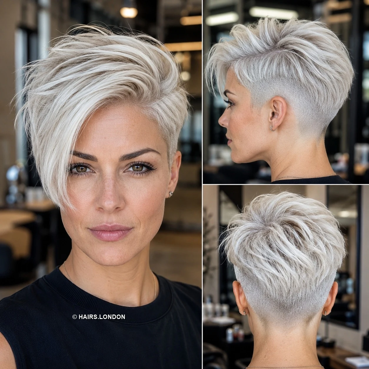 20 Textured Pixie Cuts with Bold Color, Swept Fringes and Crown Lift Platinum Undercut Pixie
