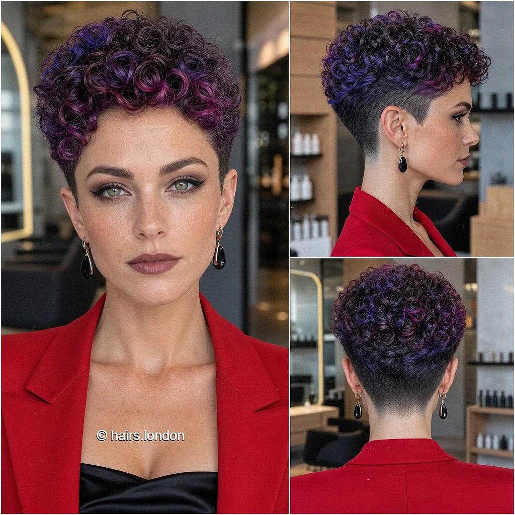 Plum Curly Pixie