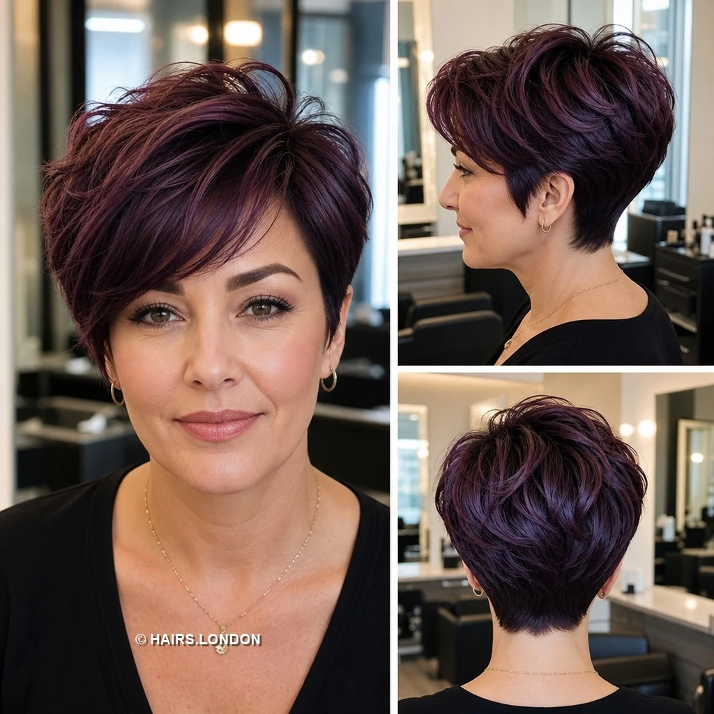 Plum Tousled Pixie