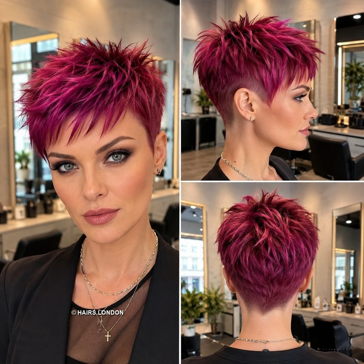20 Bold Pixie Haircuts with Spiky Texture, Rich Color and Volume Raspberry Magenta Pixie