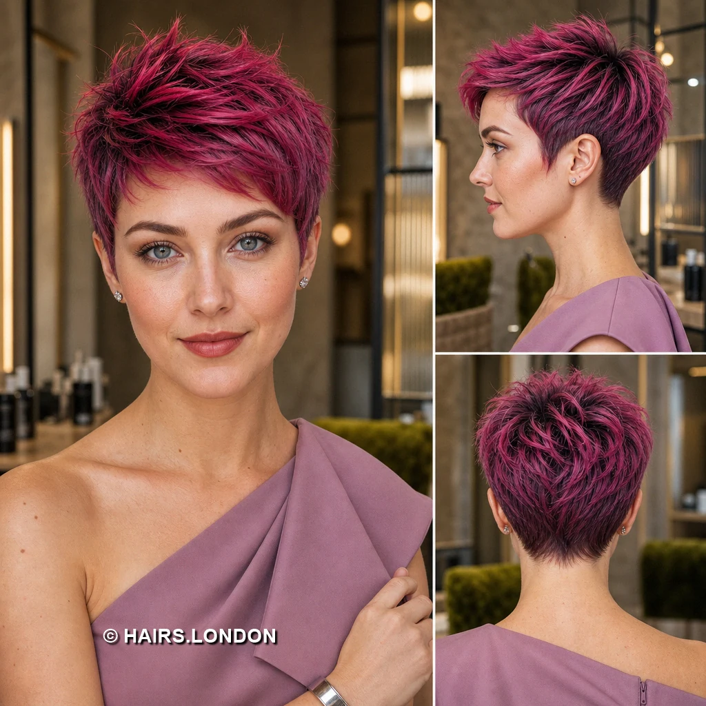 20 Bold Pixie Haircuts with Spiky Texture, Rich Color and Volume Raspberry Plum Pixie