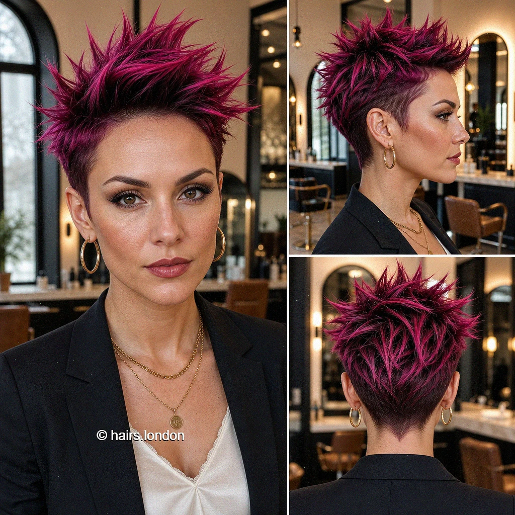 20 Bold Undercut Pixie Haircuts with Texture and Color Raspberry Spiky Pixie