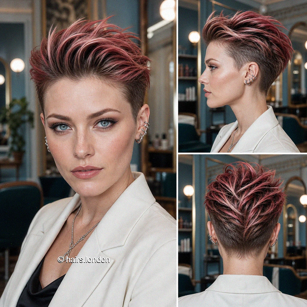20 Textured Pixie Haircuts with Bold Colors and Soft Curls Rose Burgundy Pixie