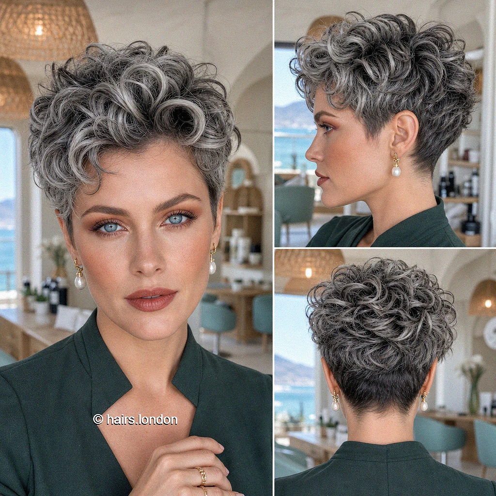 Silver Curly Pixie