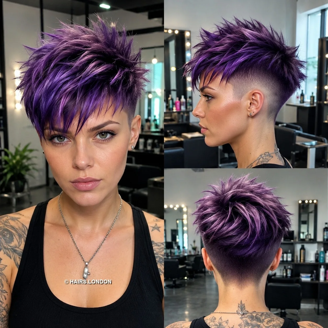20 Edgy Pixie Haircuts with Spiky Texture, Tapers and Bold Color Violet Spiky Pixie