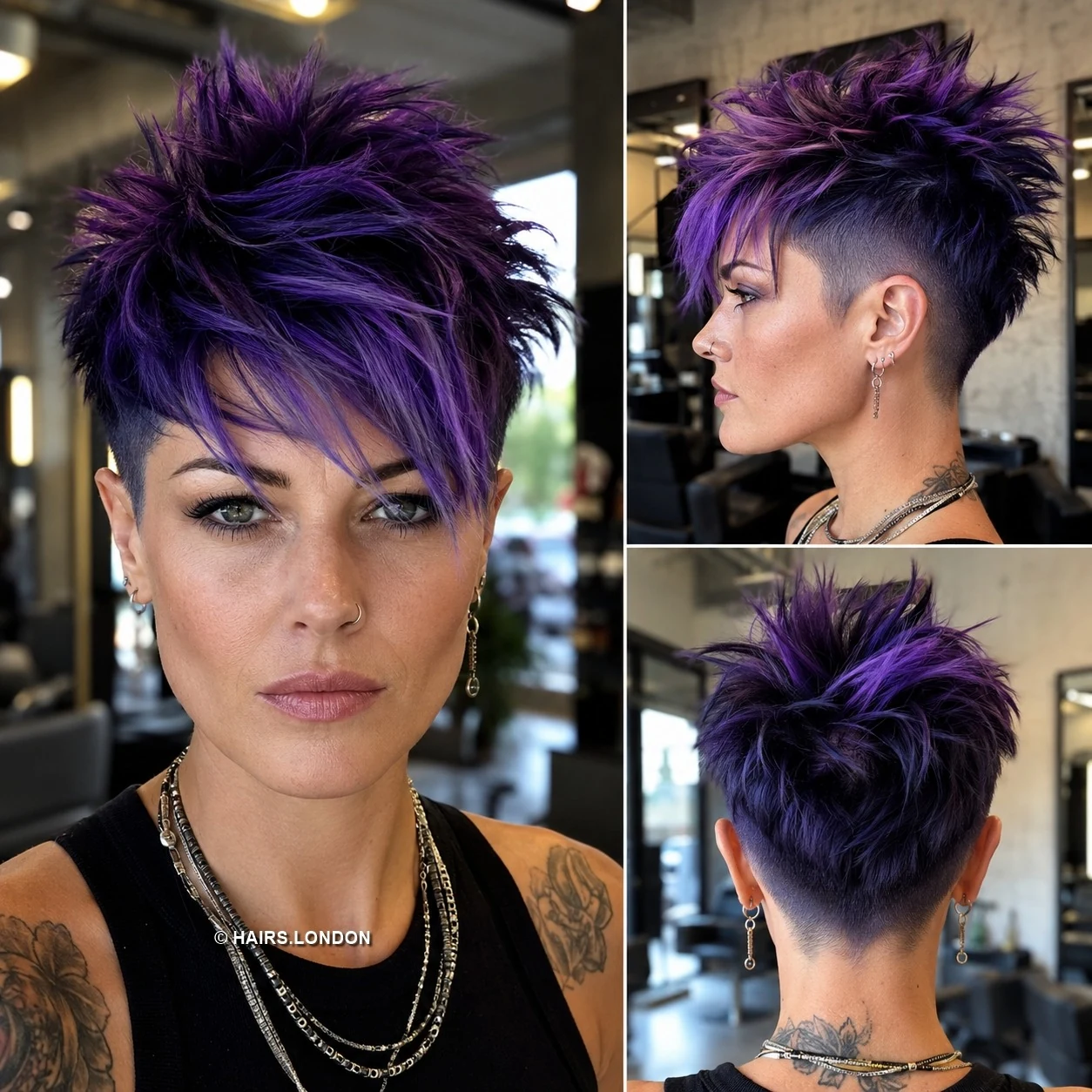 20 Bold Undercut Pixie Haircuts with Texture and Color Violet Spiky Pixie