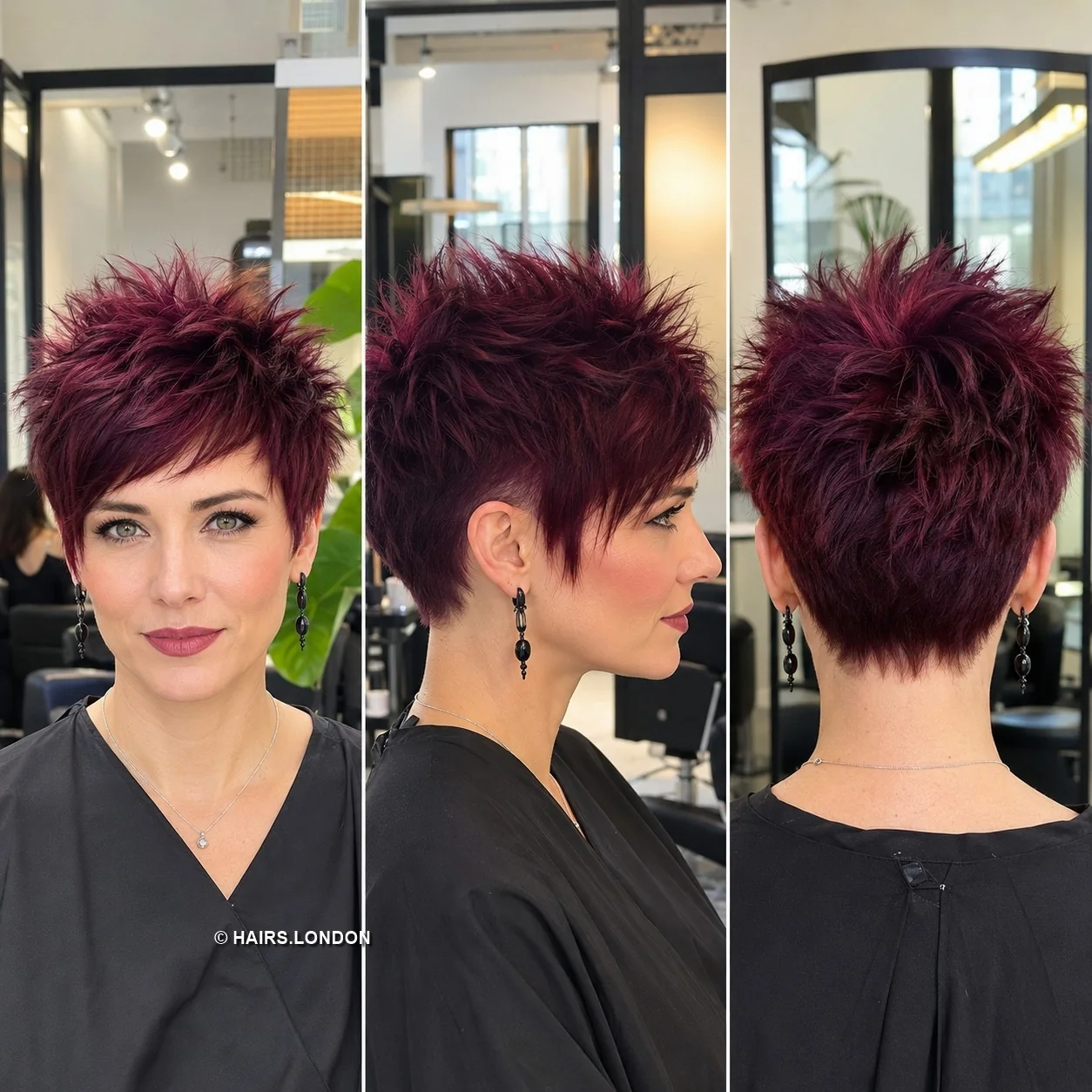 20 Edgy Pixie Haircuts with Spiky Texture, Tapers and Bold Color Wine Tousled Pixie