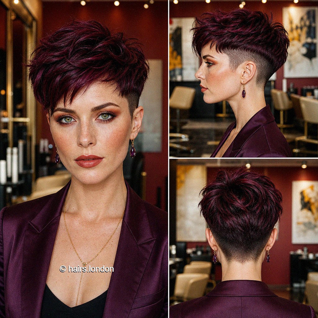 Wine Undercut Pixie