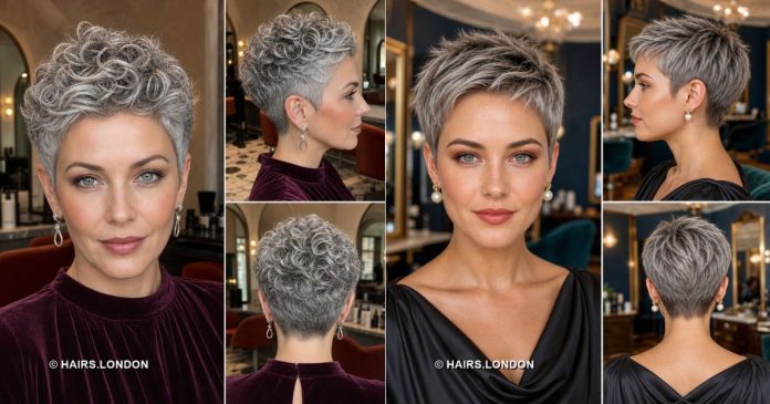 19 Silver Pixie Haircuts with Curly Crowns and Side Swept Fringes