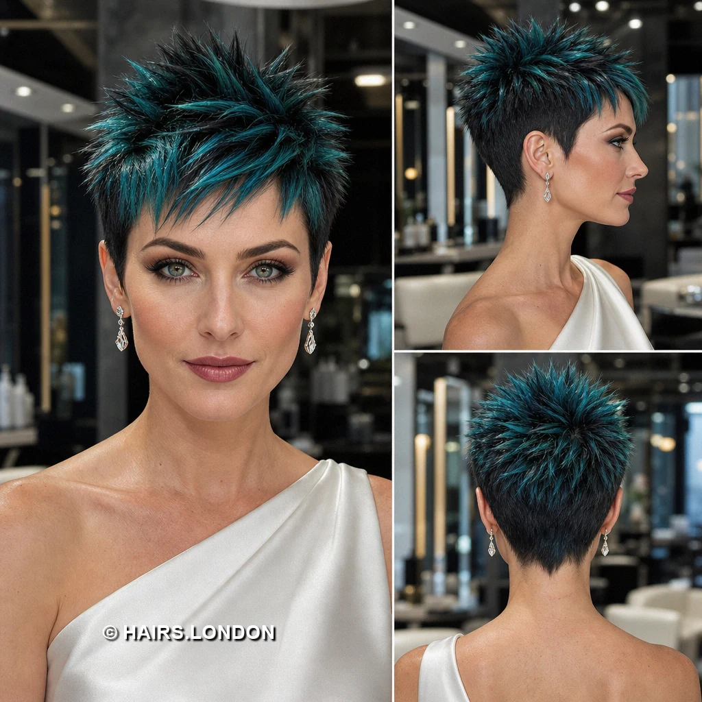 19 Teal Pixie Haircuts With Curls, Texture, and Sculpted Height Aqua Lifted Pixie