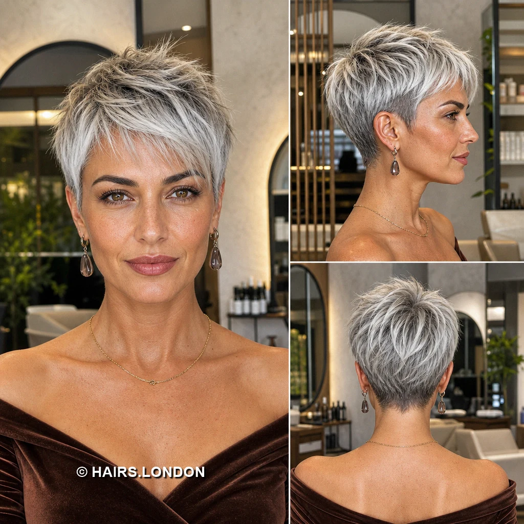 19 Silver Pixie Haircuts With Swept Fringes and Tapered Napes Ash Asymmetric Fringe