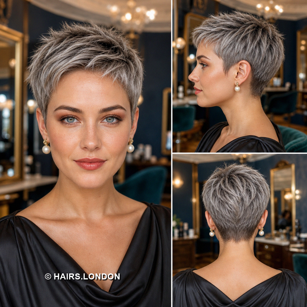19 Silver Pixie Haircuts with Curly Crowns and Side Swept Fringes Ash Cropped Pixie
