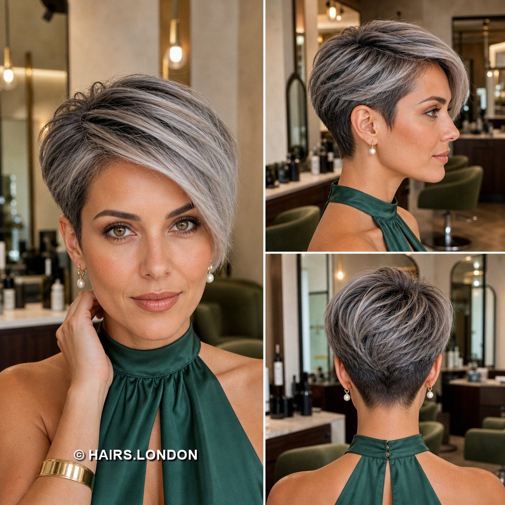 18 Gray Pixie Haircuts with Silver Waves Curls and Spiky Layers Ash Draped Pixie