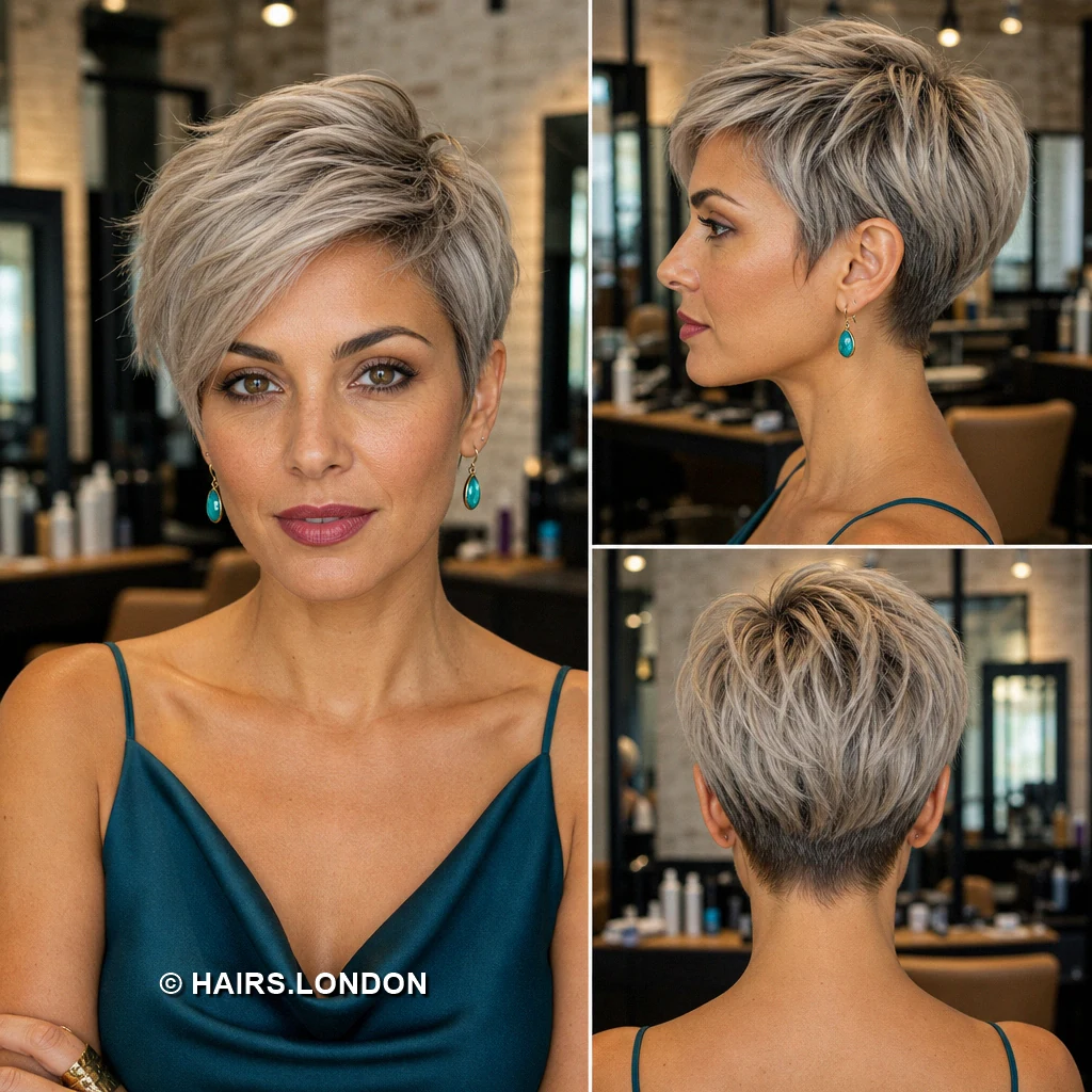 18 Silver Pixie Haircuts with Swept Fringes, Soft Waves, and Textured Crowns Ash Feathered Sweep