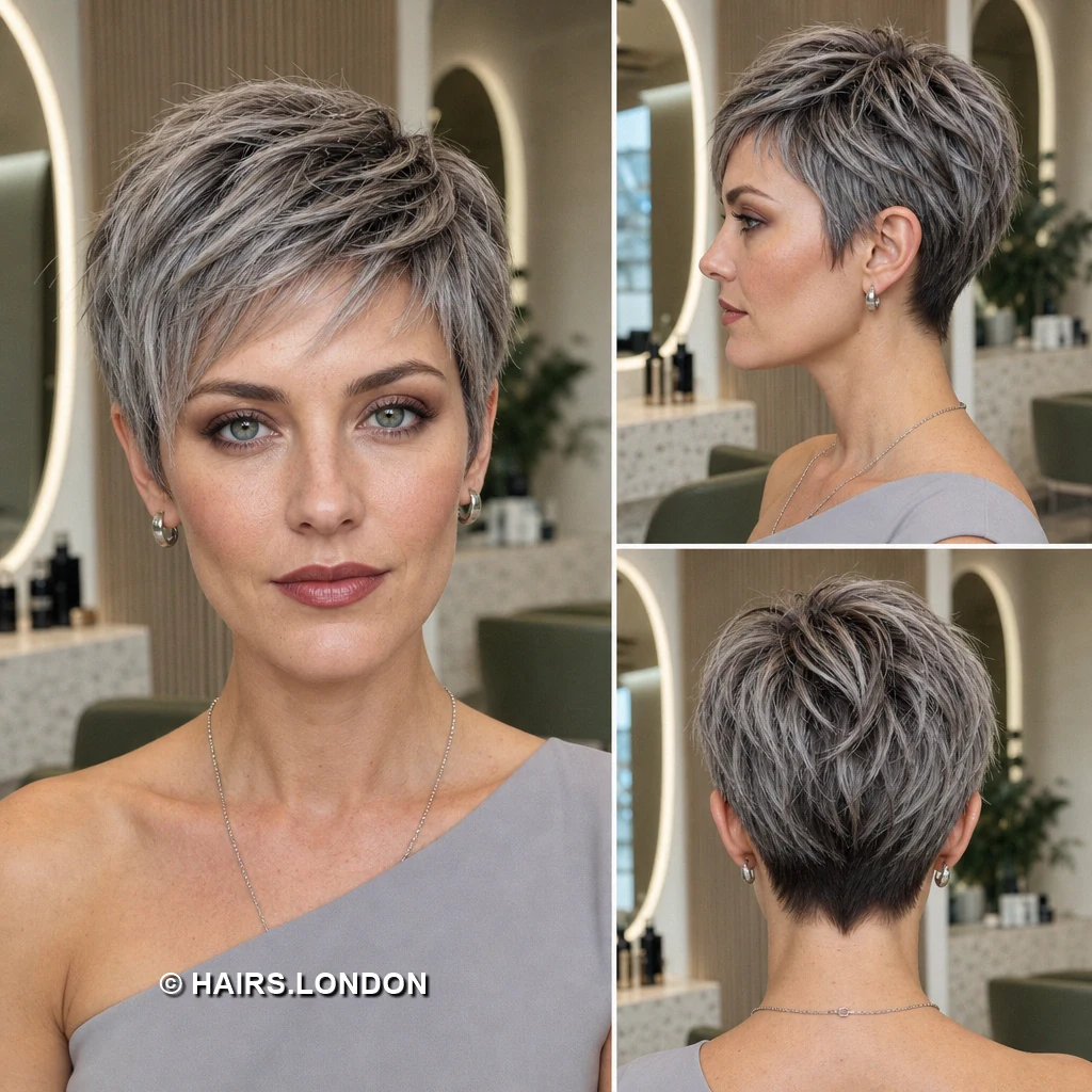 20 Silver Pixie Cuts With Dark Roots, From Soft Sweeps to Defined Curls Ash Neat Taper