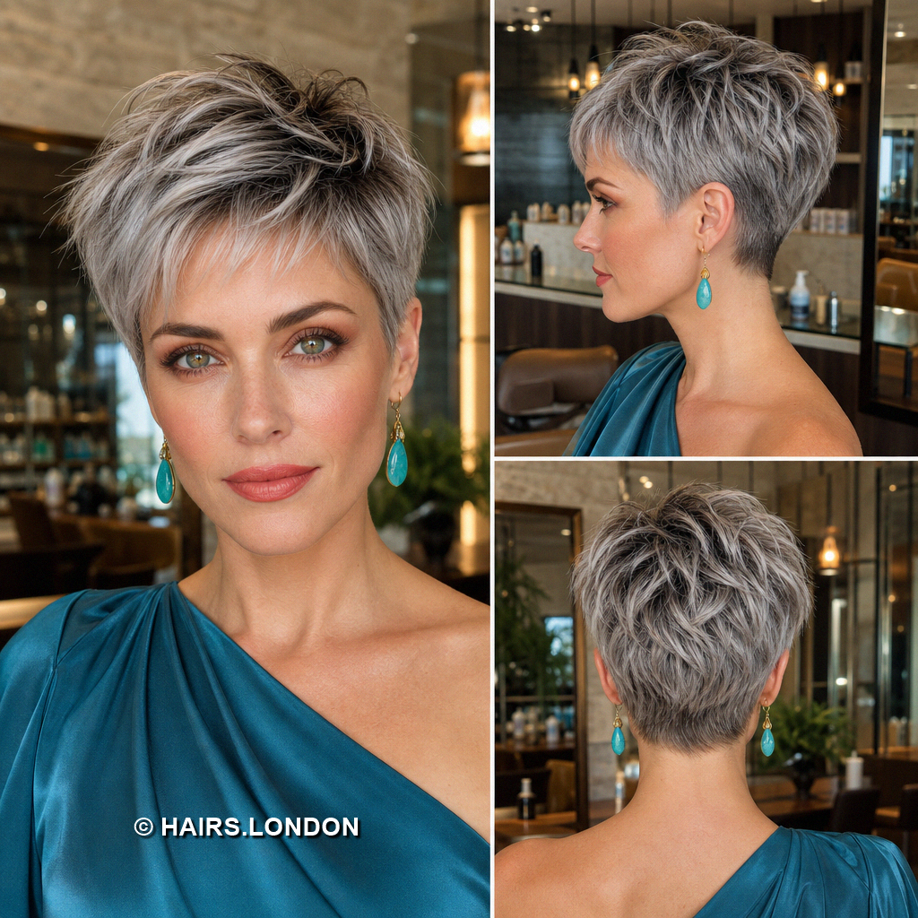 19 Silver Pixie Haircuts with Curly Crowns and Side Swept Fringes Ash Piecey Pixie