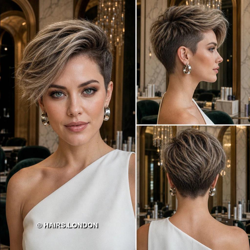 19 Highlighted Pixie Haircuts with Shape, Texture, and Lift Ash Sideglance Pixie