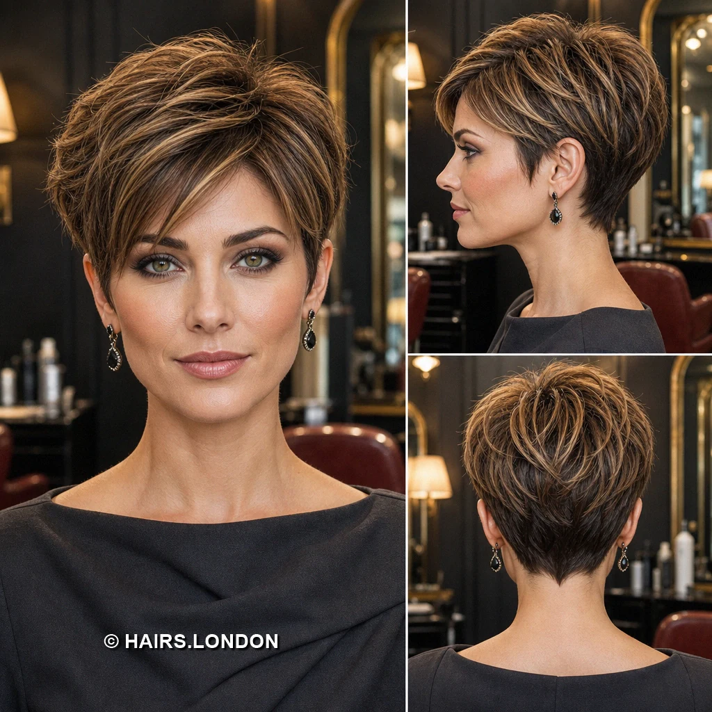 19 Textured Brunette Pixie Cuts with Swept Fringes and Tapered Napes Ash Sideward Pixie