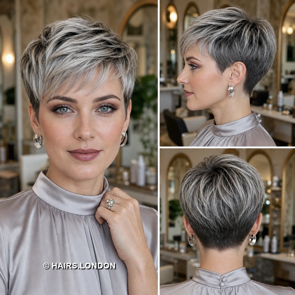 21 Silver Pixie Haircuts with Texture, Sweeping Fringes and Tapered Napes Ash Spiked Pixie