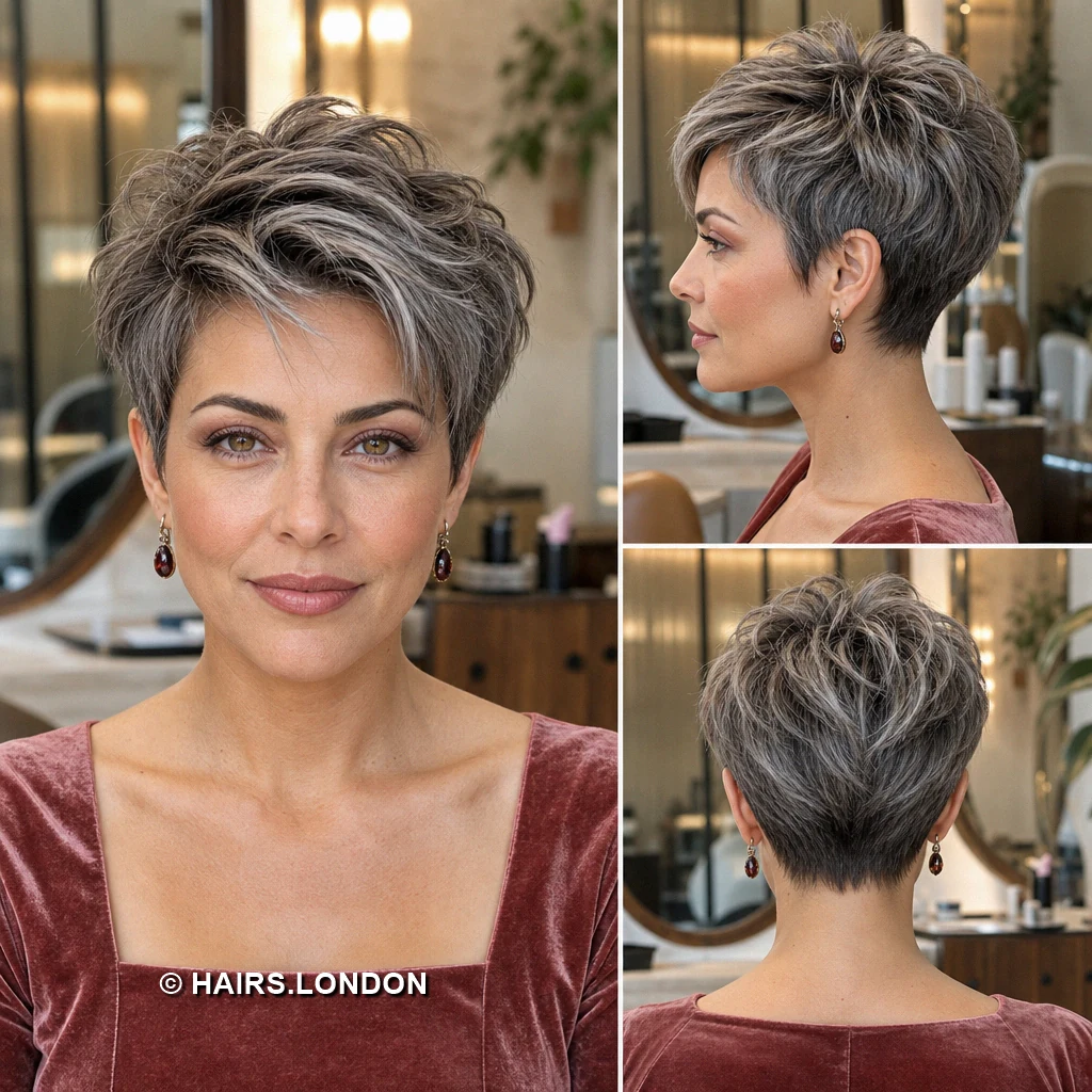 21 Silver Pixie Haircuts with Texture, Sweeping Fringes and Tapered Napes Ash Tousled Crop