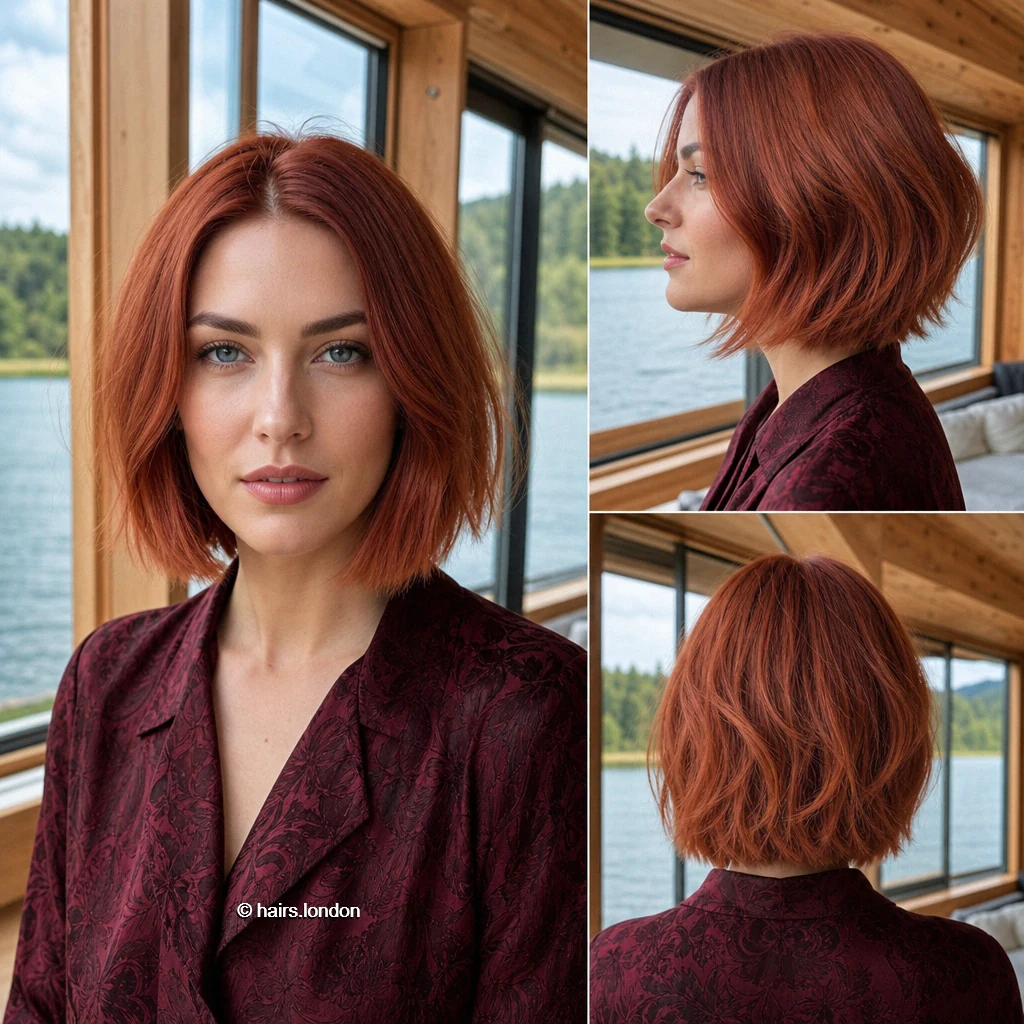 20 Bob Haircut Ideas: Rounded, Textured and Fringe Styles Auburn Angled Bob