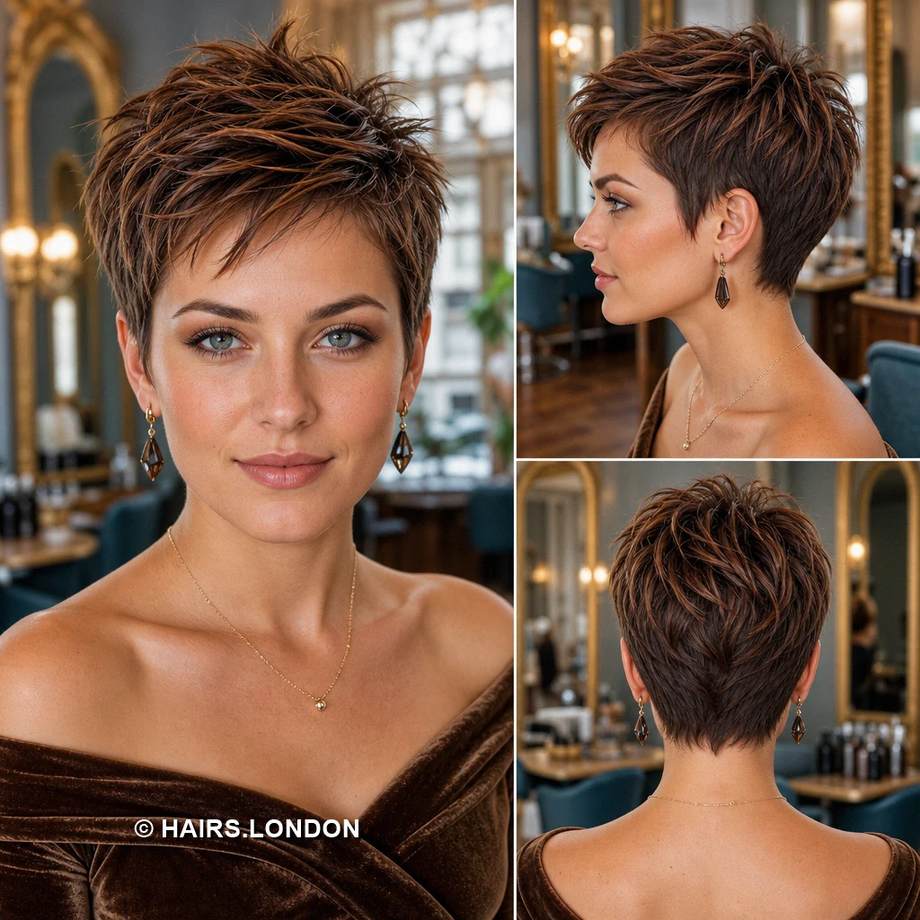 17 Textured Pixie Haircuts with Sweeping Fringes and Tapered Napes Auburn Angled Pixie