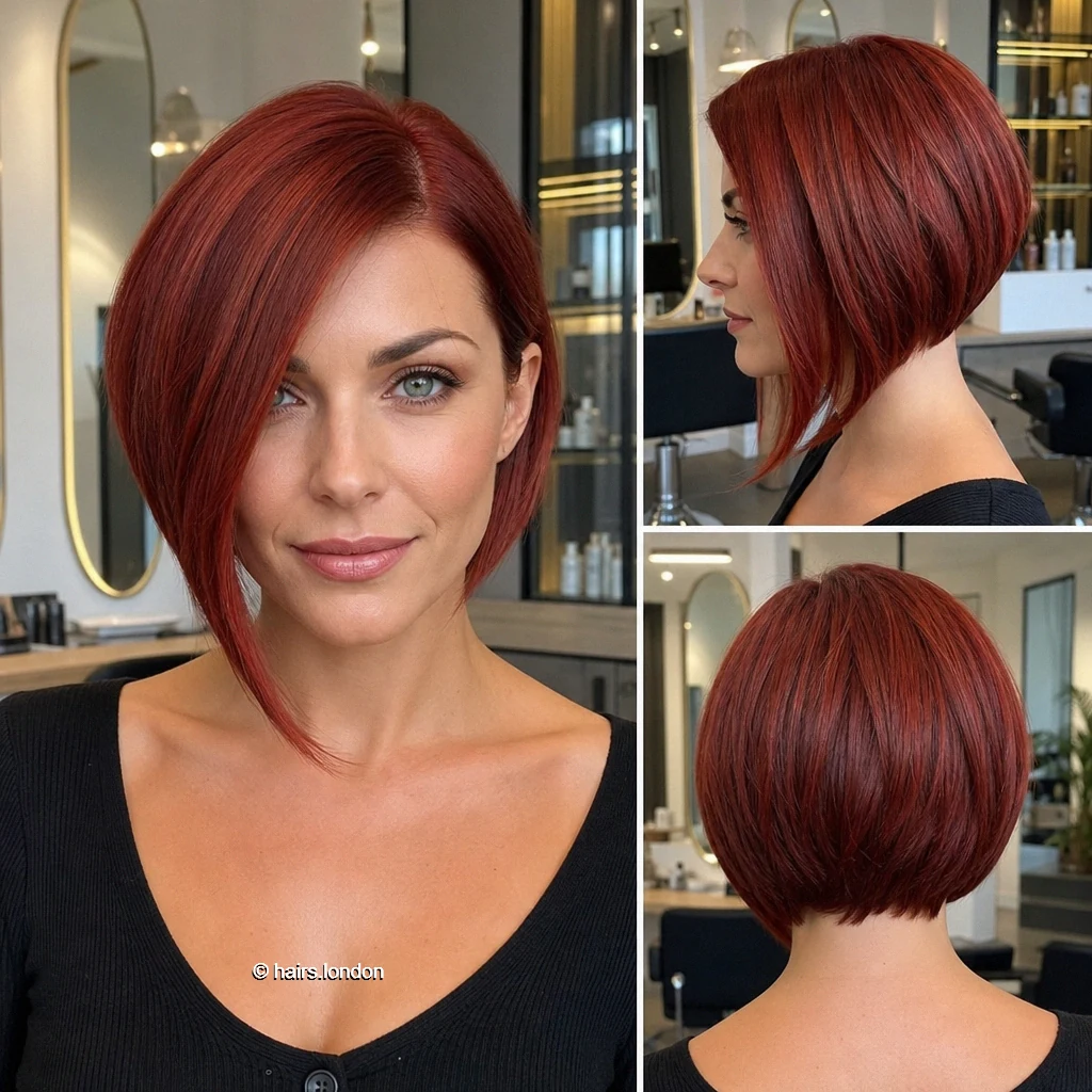 20 Red Bob Haircuts, From Sleek Angles to Textured Layers Auburn Asymmetrical Bob