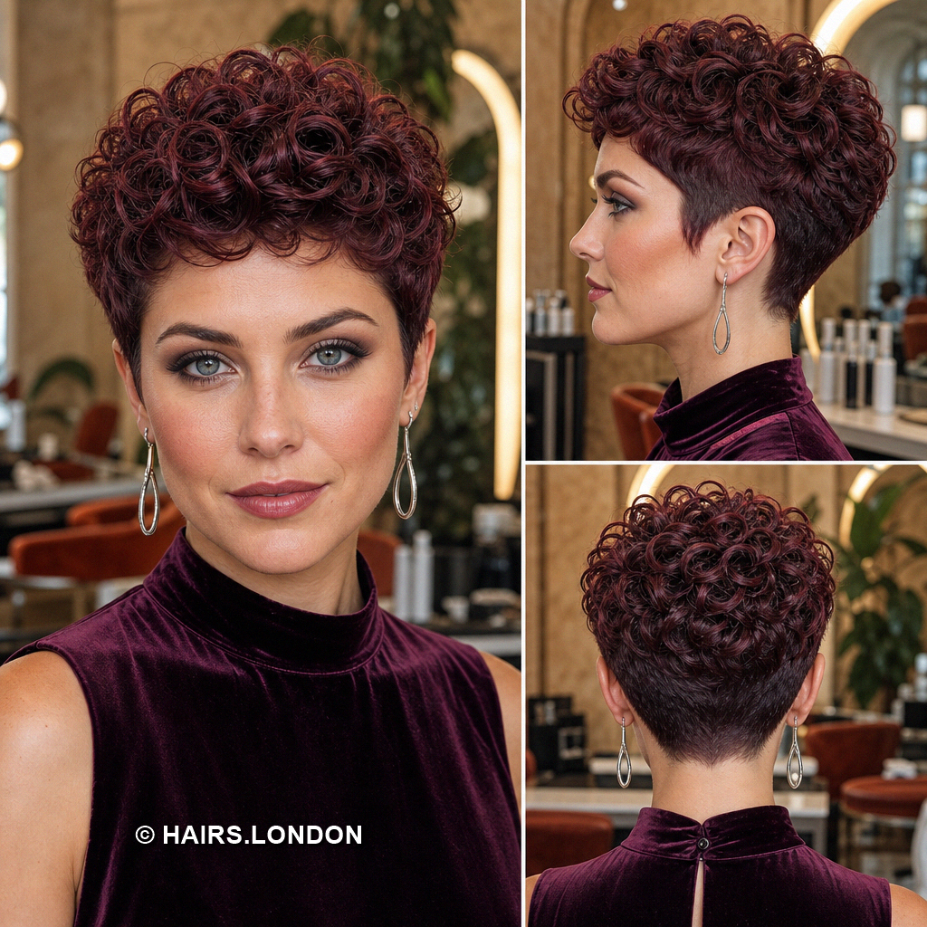 19 Burgundy Pixie Haircuts with Cherry Ribbons, Curls, and Quiffs Auburn Coiled Pixie