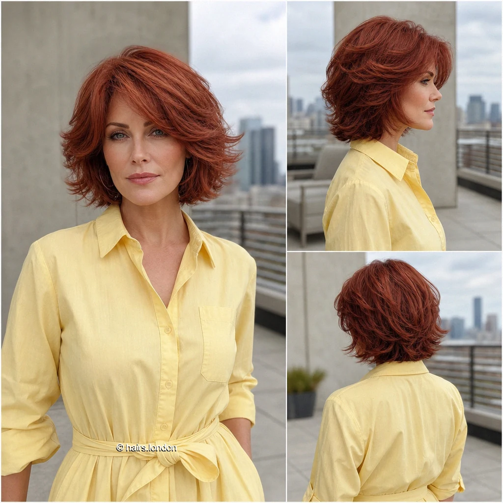 20 Bob Haircut Ideas: Rounded, Textured and Fringe Styles Auburn Feathered Bob