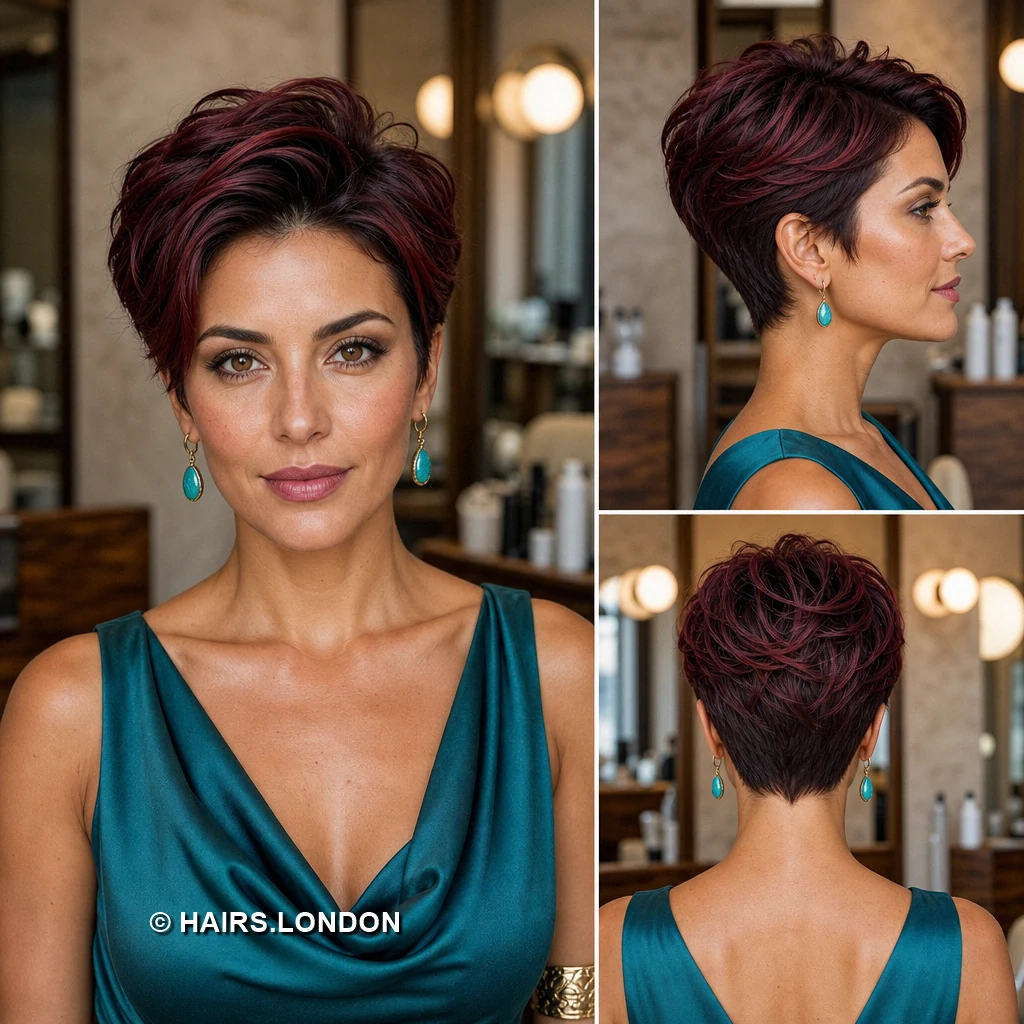 20 Burgundy Pixie Cuts, From Sleek Sweeps to Sculpted Curls Auburn Feathered Pixie