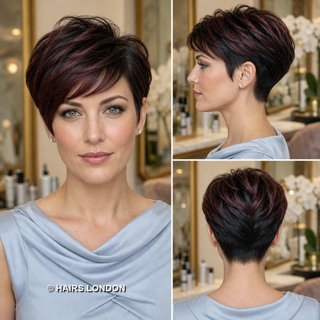 20 Burgundy Pixie Cuts: Swept Fringes, Textured Crowns and Curly Shapes Auburn Finefringe Pixie