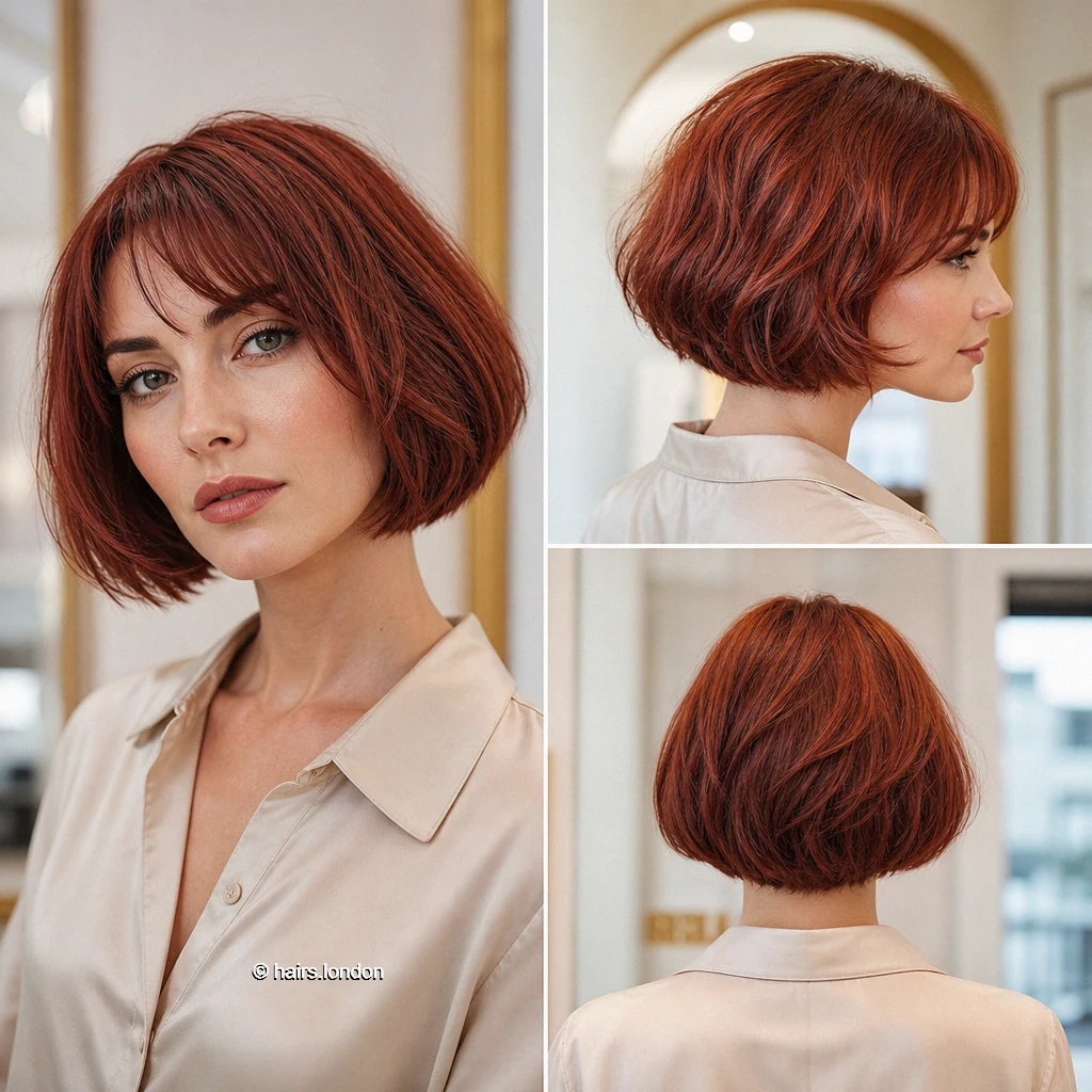 20 Red Bob Haircuts, From Polished Auburn to Textured Copper Auburn Fringe Bob