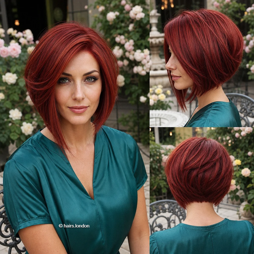13 Red Bob Haircuts, From Sleek Graduated Shapes to Tousled Layers Auburn Graduated Sweep