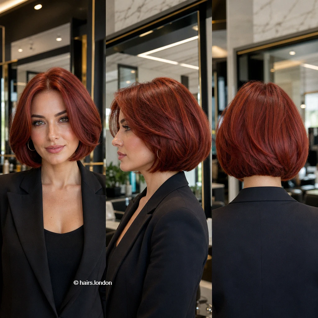20 Red Bob Haircuts, From Polished Auburn to Textured Copper Auburn Rounded Bob